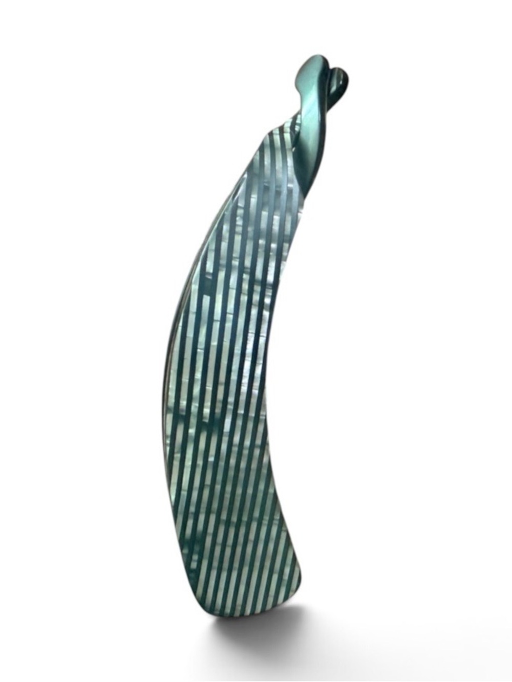 Vintage French Mini Banana Clip in Pesrlescant Stripes, 4”, Deadstock Unworn